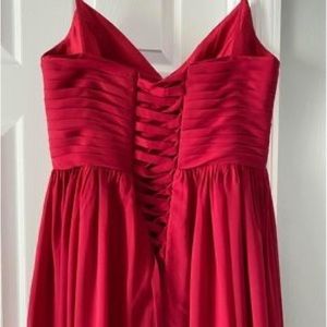 Red floor length prom/homecoming dress.